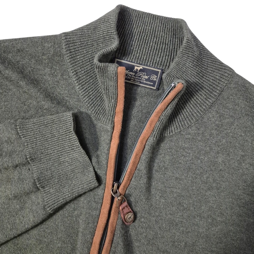 Southern Point Co Quarter Zip Mens Medium Green Hayward Cotton Sweater Heritage